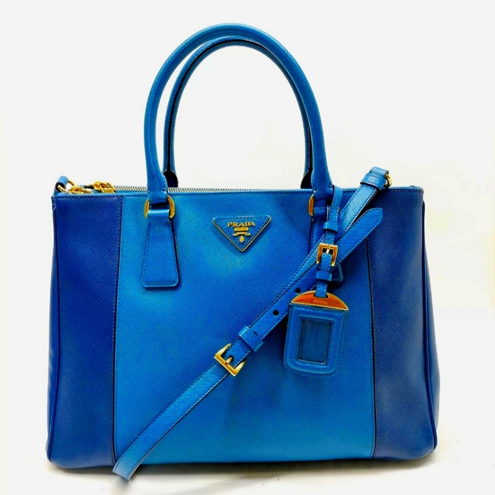 Prada Bicolor Double Zip Lux Tote Saffiano